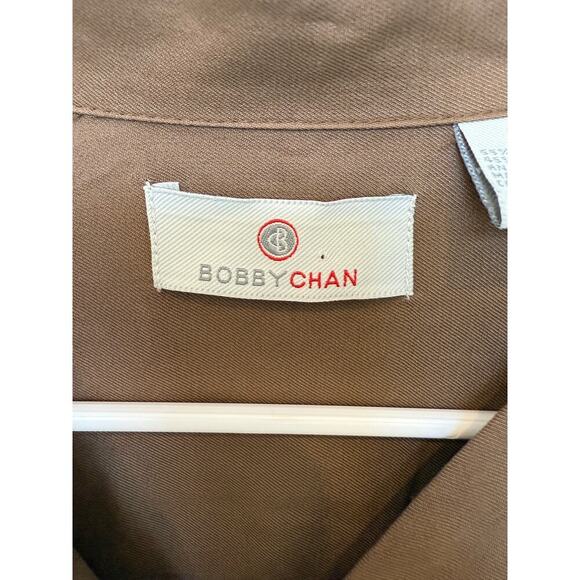 Men’s Bobby Chan Bowling Shirt Brown Tan Silk XL - Picture 3 of 6